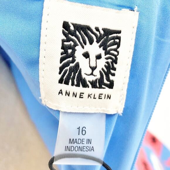 ANNE KLEIN Women's Aster A-Line Dress 16 Blue Lily Combo Sleeveless Lined NWT - Picture 10 of 11